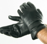 Мужские зимние перчатки из натуральной кожи - 18M6-1 S черный