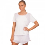 Комплект спортивный для фитнеса и йоги (шорты и футболка) Zelart TX1173-DK1174 L белый