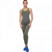 Комплект спортивный для фитнеса и йоги (майка и лосины) Zelart ST-2097 46 зелёный-серый