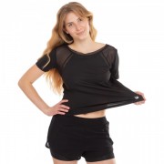 Комплект спортивный для фитнеса и йоги (шорты и футболка) Zelart TX1173-DK1174 S чёрный