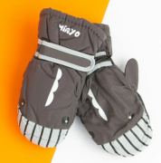 Перчатки болоневые лыжные для мальчиков и девочек XS  (арт. 20-12-20) темно-серый