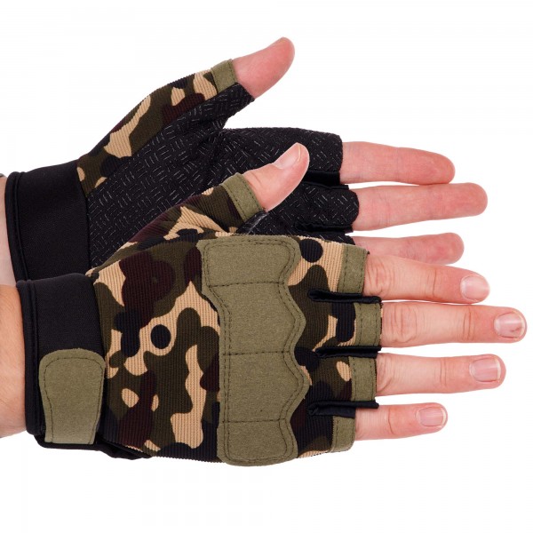 Тактичні рукавички з відкритими пальцями SP-Sport BC-8789 р-р L Камуфляж