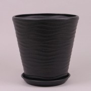 Горшок керамический Волна крошка Flora черный 5.5л.