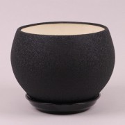 Горшок керамический Шар шелк черный Flora 1.4л.