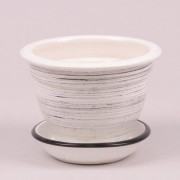 Горшок керамический Фиалочница глянец бело-черный Flora 0.5л.