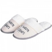 Тапочки 36 TWINS с вышивкой My warm slippers белые арт. 6406