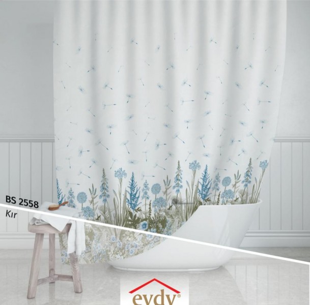 Шторка в ванну Beytug tekstile 180х200 evdy растительный принт микс цветов полиэстер арт. 2558