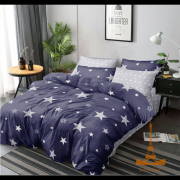 Комплект постельного белья Love you полуторный звезды темно-синий поплин арт. 203005