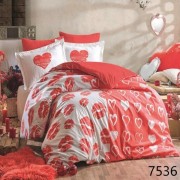 Комплект постельного белья Pretty полуторный Красные сердечки наволочка 50х70(2шт) ранфорс арт. 7536