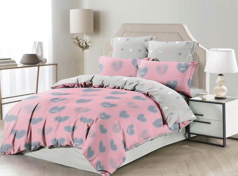 Комплект постільної білизни Family двоспальний Серця рожевий бязь арт. 9984402