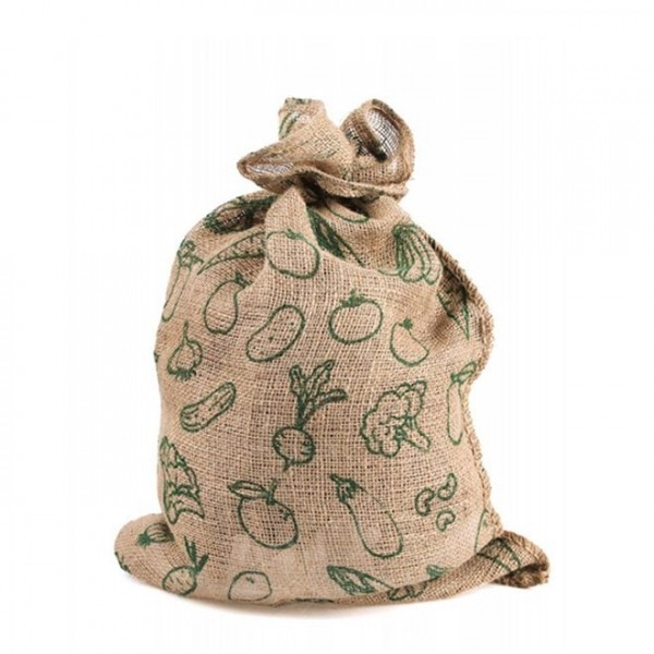 Мешок декоративный из мешковины с принтом зеленый 60х50 см. (15 кг.) Flora 5379