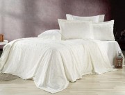Комплект постельного белья Cotton area евро покрывалом молочный сатин арт. 9985150
