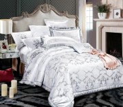 Комплект постельного белья Bella Villa семейный с кружевом сатин-жаккард арт. J-0058 FM