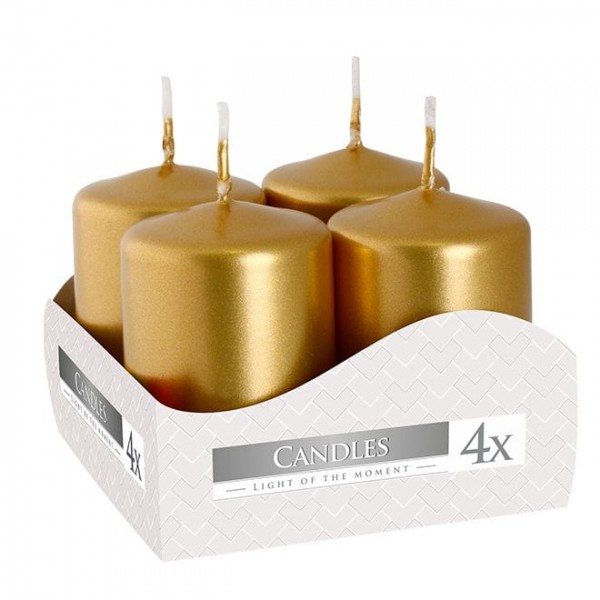 Комплект золотых свечей Flora Цилиндр 4х6 см. (4 шт.) 27369