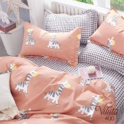 Комплект постельного белья Viluta подростковый ЗЕБРЫ персиковый сатин арт. 400