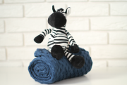 Плед MALLORY HOME детский +игрушка ЗЕБРА 100*140 темно-синяя микрофибра арт. 7054 -1