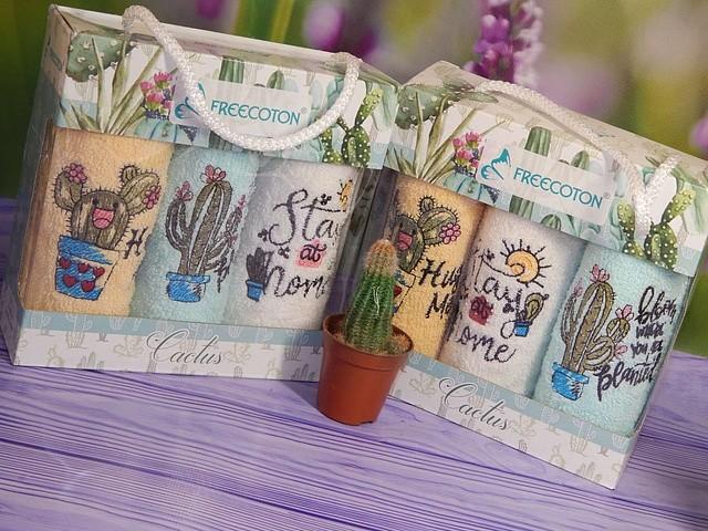 Набір рушників кухонних By-sonya 30х50 Freecoton cactus 3 шт махра мікс квітів бавовна арт. 9983519
