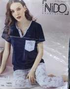 Пижама NIDO L брюки+футболка,рис.цветы на брюках микс вискоза арт. 3107