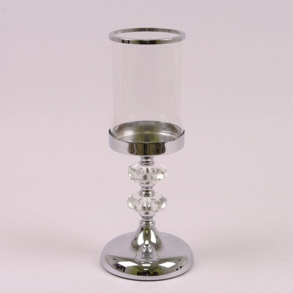 Свічник металевий Flora срібний H-32.5 см. 38466