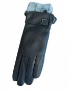 Перчатки женские кожаные S-013 р. 7,5 Черный