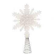 Верхушка пластиковая на елку Flora Снежинка белая 20 см. 13313