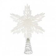 Верхушка пластиковая на елку Flora Снежинка белая 20 см. 13315