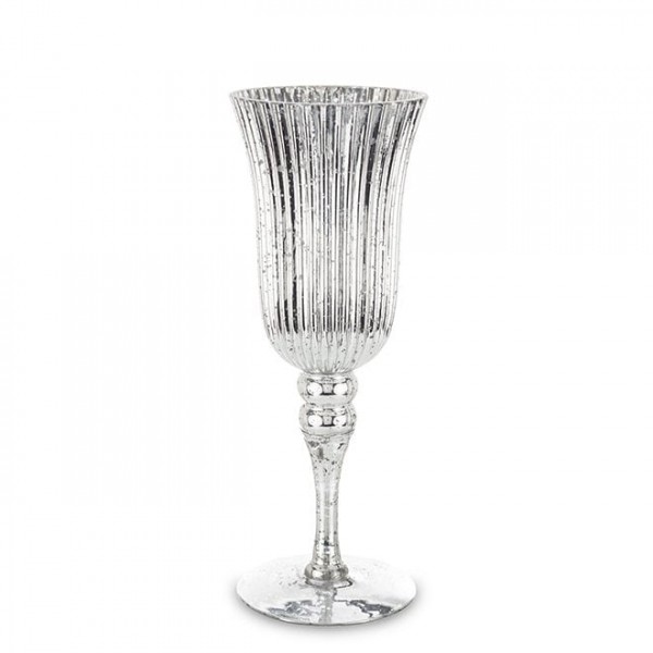 Свічник скляний Flora срібний H-30 см. 34503