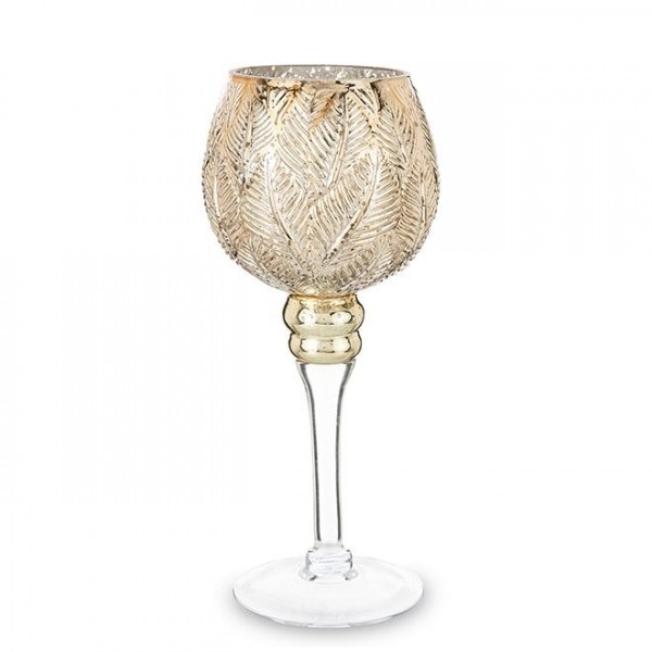 Свічник скляний Flora шампань H-25 см. 34509