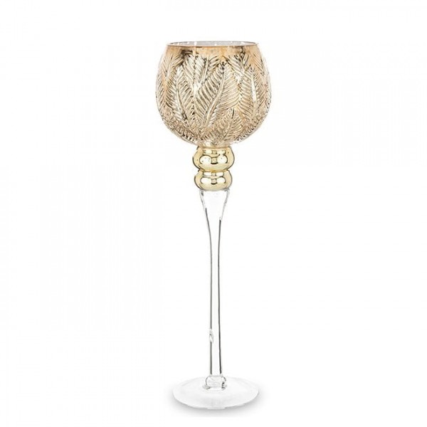 Свічник скляний Flora шампань H-40 см. 34508