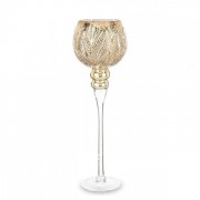 Подсвечник стеклянный Flora шампань H-40 см. 34508