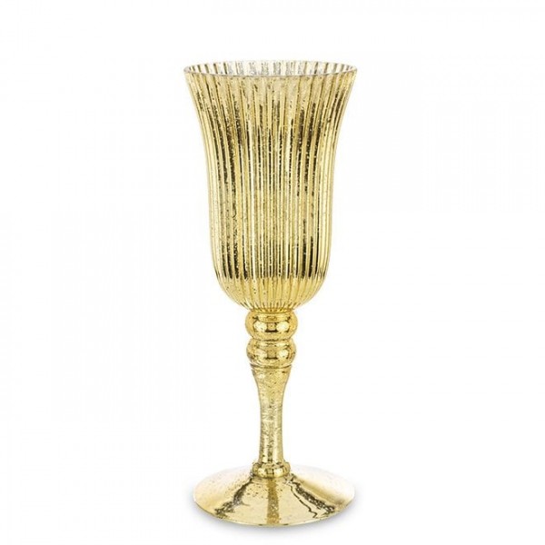 Свічник скляний Flora золотий H-30 см. 34501