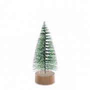 Ялинка декоративна засніжена на дерев'яній підставці зелена Flora 10 см. 34460