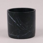 Кашпо из цемента черный мрамор Flora D-14.5 см. 39440