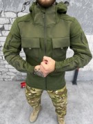 Мужская армейская флисовая кофта осень зима Олива, размер 3XL