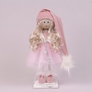 Фигурка новогодняя Flora Ангел Девочка в розовом платье 40 см. 16490