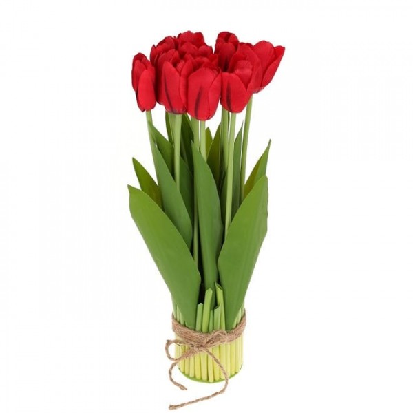 Композиция-букет с тюльпанов красная 37 см. Flora 42041