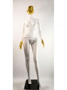 Манекен Hoz женский Сиваян белый с блестящими кистями и головой ВГ (золото) MN-2067