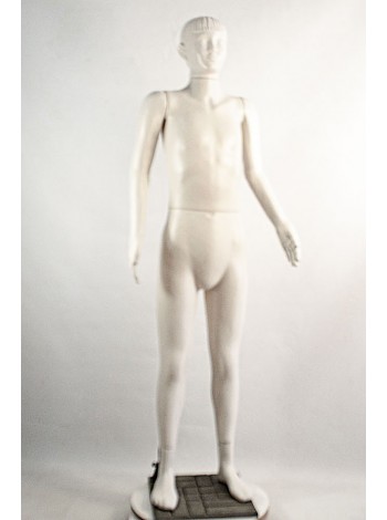 Манекен Hoz пластиковий на повний зріст білий хлопчик-підліток на підставці MN-3436