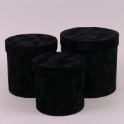 Комплект черных замшевых коробок для цветов 3 шт. Flora 41999