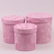 Комплект розовых замшевых коробок для цветов 3 шт. Flora 41998