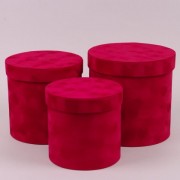 Комплект красных замшевых коробок для цветов 3 шт. Flora 41996