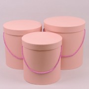 Комплект розовых коробок для цветов 3 шт. Flora 42007