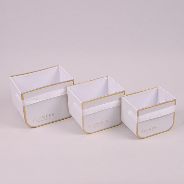 Комплект белых коробок для цветов 3 шт. Flora 41277