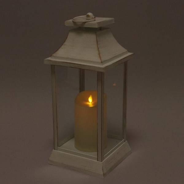 Подсвечник-фонарь со свечей LED белый Flora 12766