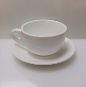 Чашка Extra white 370мл с блюдцем фарфор Helios W288