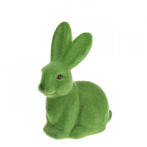 Фігурка пластикова Пасхальний Кролик зелений флок 15 см. Flora 40331