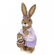 Декоративна Пасхальна фігурка Кролик дівчинка з кошиком 46 см. Flora 42021