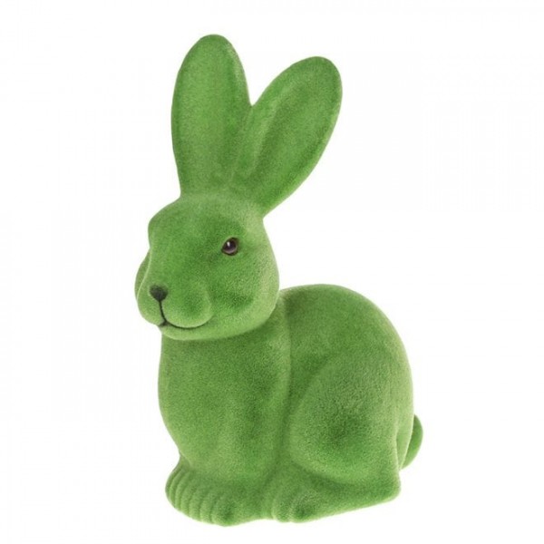 Фігурка пластикова Пасхальний Кролик зелений флок 23 см. Flora 40327