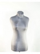 Манекен Hoz портной дизайнерский полумягкий в серебристой ткани в ромбик Вика MN-1742