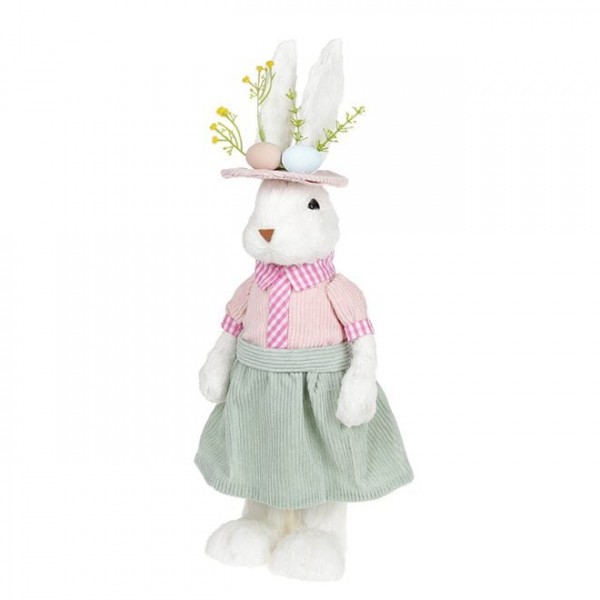 Декоративна Пасхальна фігурка Кролик дівчинка в капелюсі 47 см. Flora 42045